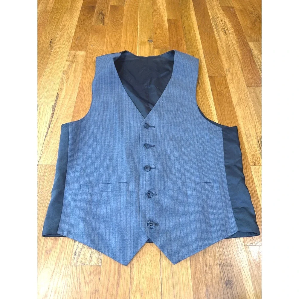 Vintage Allyn St George 2 Piece Suit 46R Italy Gray Blue 90s